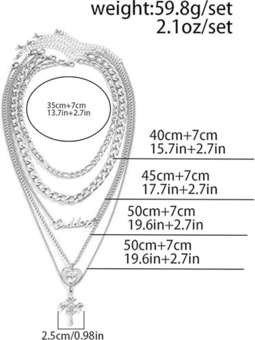 Layered Gold Necklace Stack Heart Coin Cross Paperclip Chain Set - Picture 3 of 6